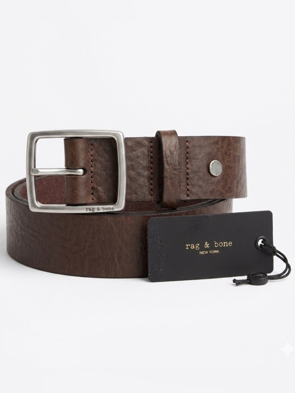 NWT Rag & Bone Rugged Leather Belt in Espresso 38W